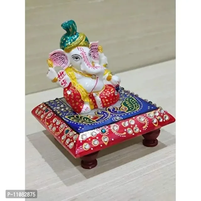 GiftNagri Handicraft Marble Chowki Pagdi Ganesh Export Quality Home Decor Showpiece for Gift an Pooja Purpose 11082875