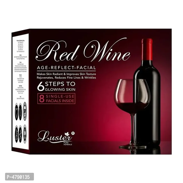 Luster Red Wine Age Reflect Facial Kit |Anti Ageing Facial Kit | Wine Facial | For Glowing Skin and Deep Cleansing | Skin Brightening and Instant Glow | Paraben Free - 320ml Type: 4790135