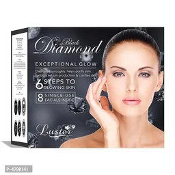 Luster Black Diamond Exceptional Glow Facial Kit | 6 Step Facial Kit | For Purify Skin and Deep Cleansing | All Skin Types | Paraben Free – 320ml 4790141