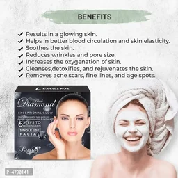 Luster Black Diamond Exceptional Glow Facial Kit | 6 Step Facial Kit | For Purify Skin and Deep Cleansing | All Skin Types | Paraben Free – 320ml 4790141