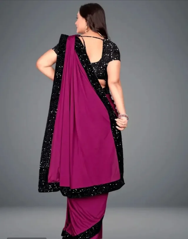 Georgette Sequin Lace Border Sarees with Sequin Blouse Piece 14608246