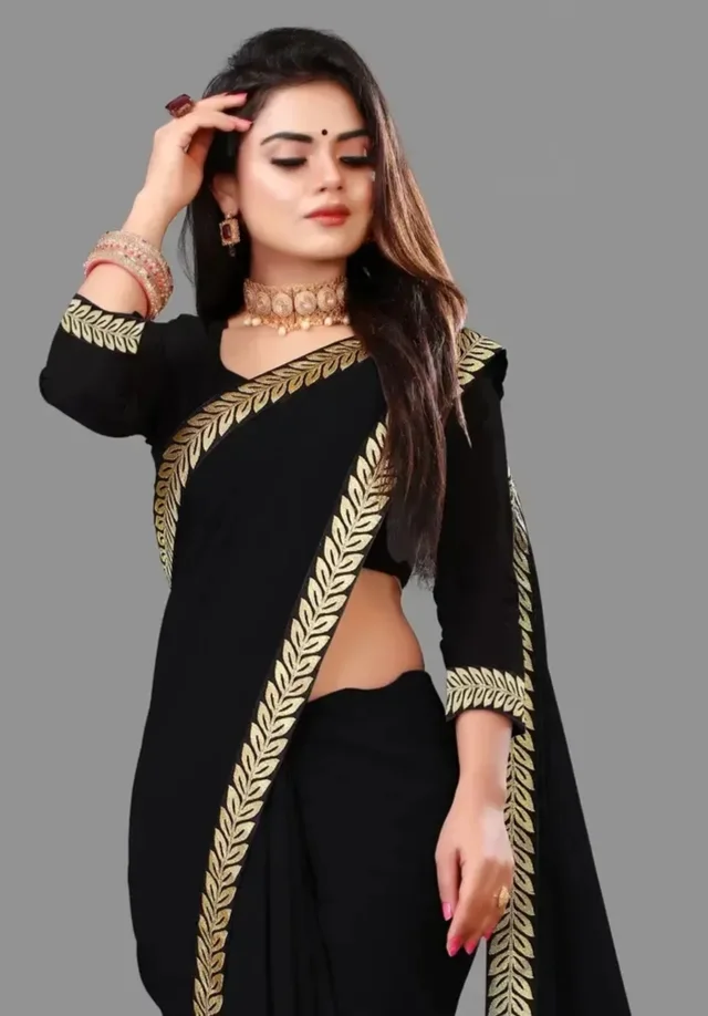 Stylish Fancy Vichitra Silk Saree With Blouse Piece For Women 12989720