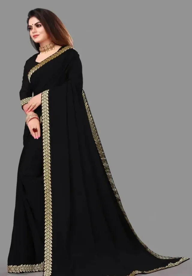Stylish Fancy Vichitra Silk Saree With Blouse Piece For Women 12989720