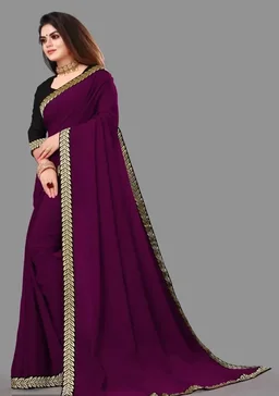 Stylish Fancy Vichitra Silk Saree With Blouse Piece For Women 12989726