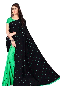 Women's Multi Georgette Printed Fancy Party wear Saree With Unstitched Blouse 4356851