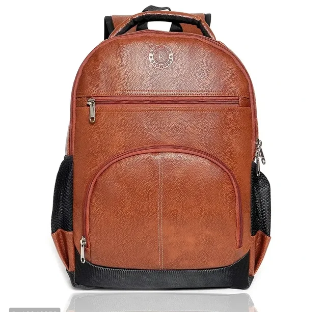 Trendy Pu Leather School/College and Travel Laptop Backpack for Unisex (Tan)10046058