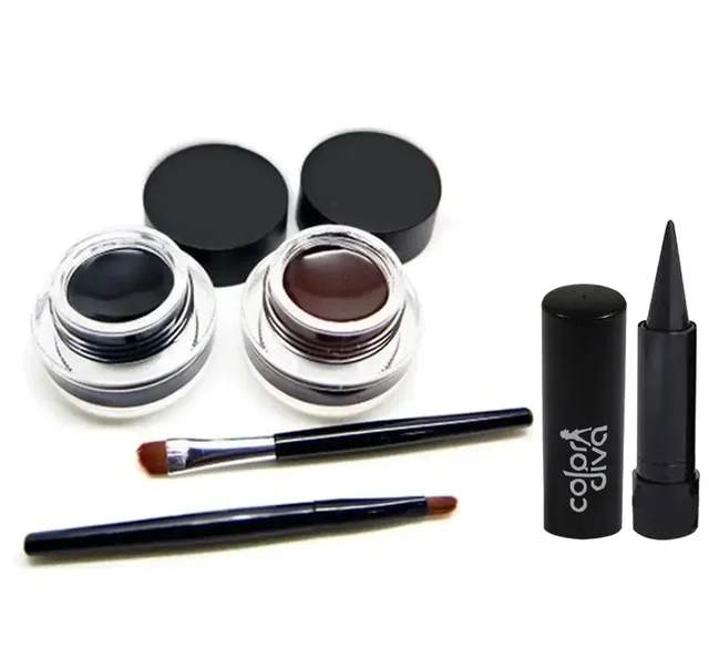 Black Brown Gel Eyeliner with Black Kajal, Pack of 2, (GC1462) 5715611