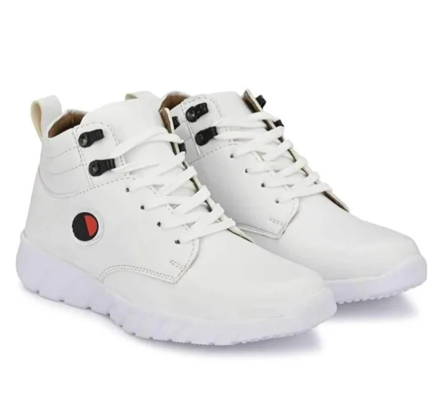 Stylish Fashionable White Leatherette Trendy Modern Daily Wear Lace Ups Running Casual Shoes Sneakers For Men 7345194 - UK 10