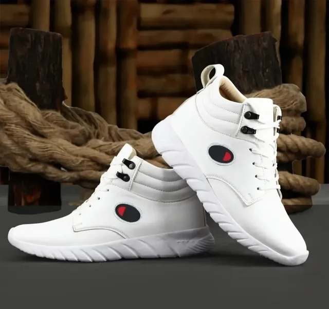 Stylish Fashionable White Leatherette Trendy Modern Daily Wear Lace Ups Running Casual Shoes Sneakers For Men 7345194 - UK 10