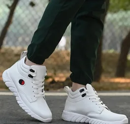Stylish Fashionable White Leatherette Trendy Modern Daily Wear Lace Ups Running Casual Shoes Sneakers For Men 7345194 - UK 10