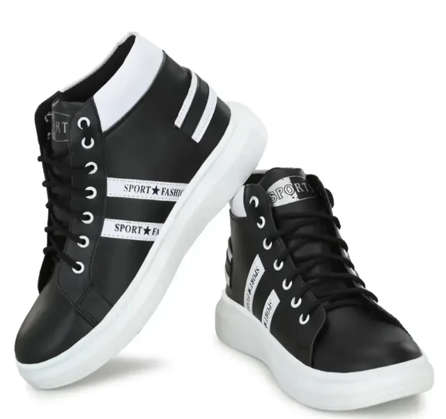 Stylish Black Solid Flat Boots For Men 11703537 - UK 6