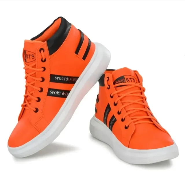 Stylish Orange Solid Flat Boots For Men 11703551 - UK 10