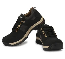 Mens Stylish Solid Black Ankle Length Casual Boots 4038659 - UK 6
