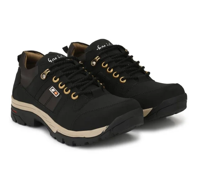 Mens Stylish Solid Black Ankle Length Casual Boots 4038659 - UK 9