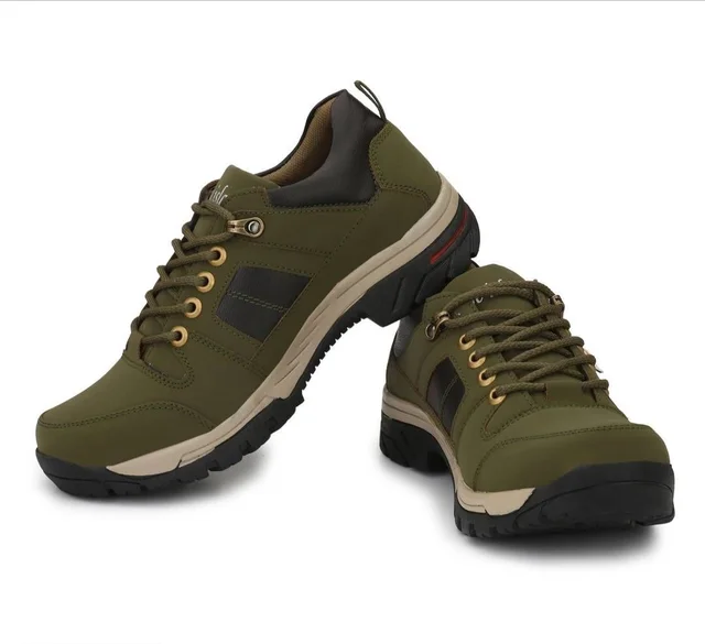 Men's Solid Dark Green Ankle Length Casual Boots 4038661 - UK 7