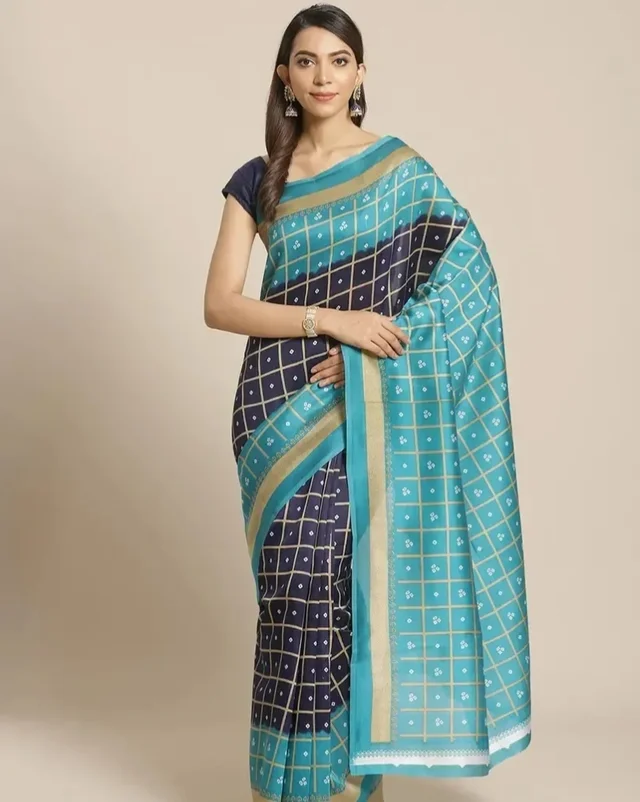 Attractive Silk Blend Saree with Blouse piece For WomenPack 9727402