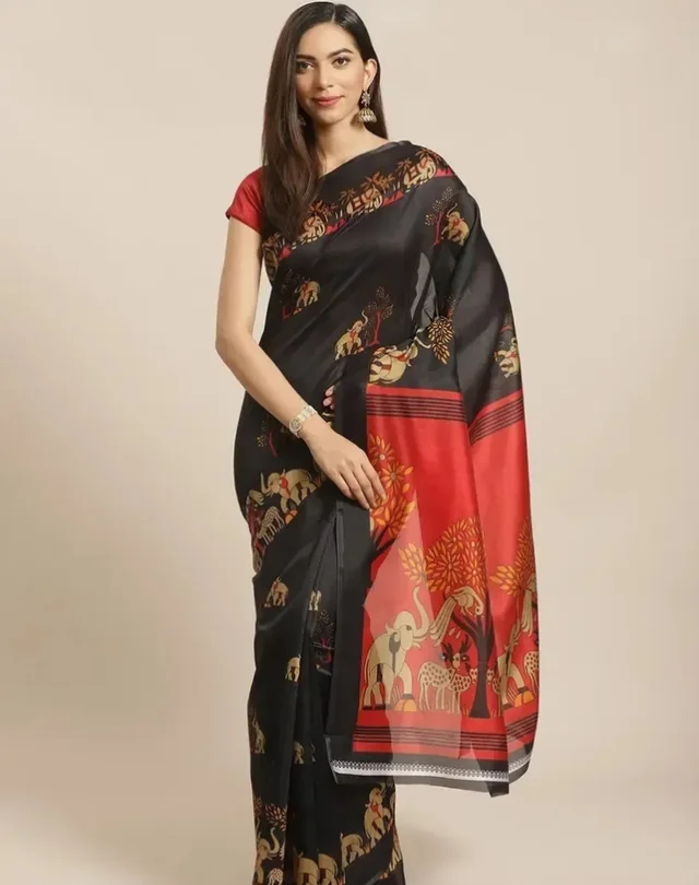 Attractive Silk Blend Saree with Blouse piece For WomenPack Of 9727391