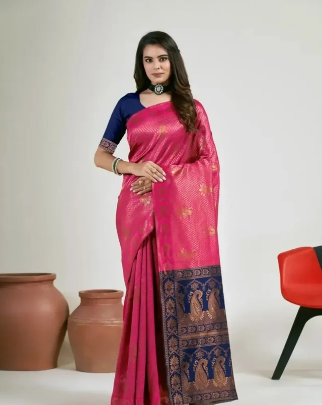Alluring Art Silk Jacquard Saree with Blouse piece 20838064