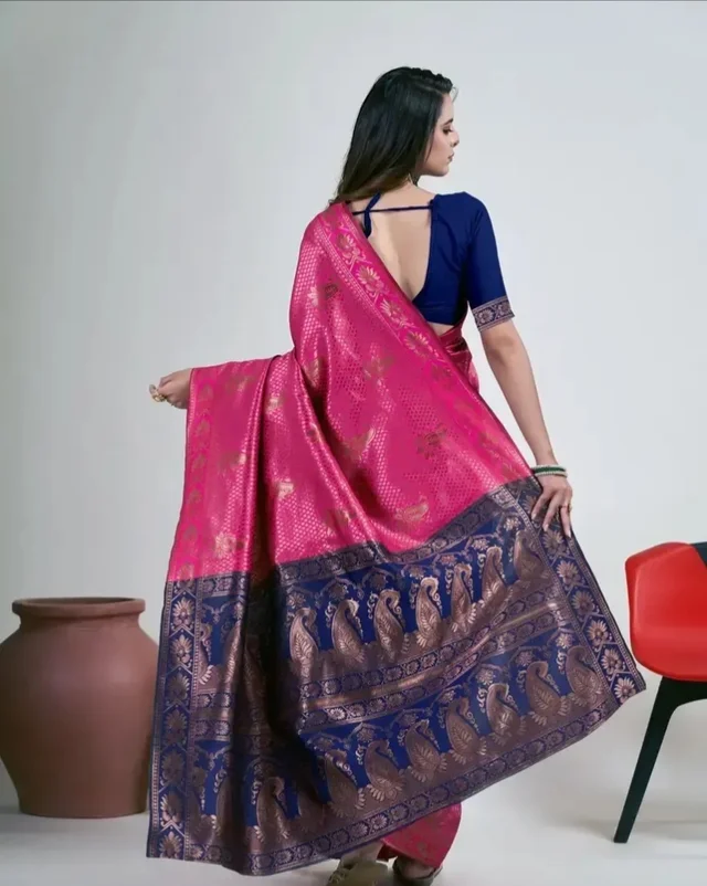 Alluring Art Silk Jacquard Saree with Blouse piece 20838064