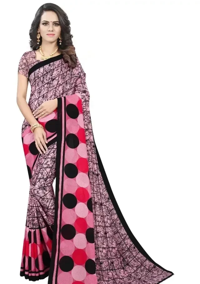Georgette Printed Saree with Blouse piece 3903246