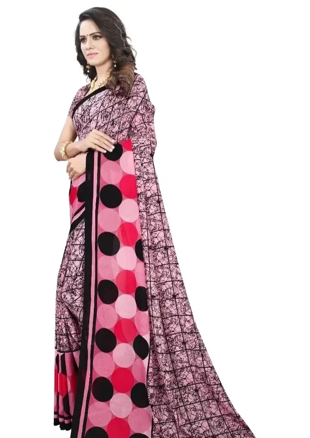 Georgette Printed Saree with Blouse piece 3903246