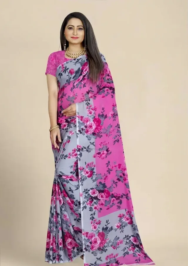 Stylish Fancy Georgette Saree With Blouse Piece For Women Pack Of 1
