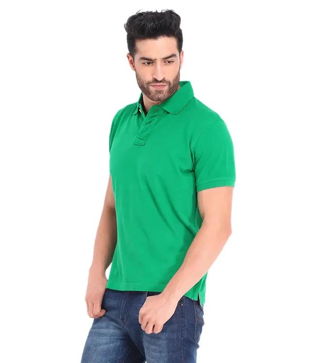 Men Multicolored Cotton Blend Slim Fit Polos T-Shirt (Pack of 5) - L