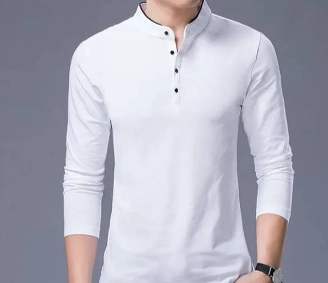Men's White Cotton Solid T-Shirt - M