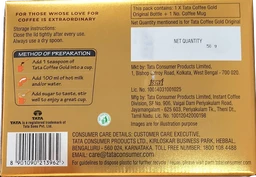 Tata Coffee Gold 100% Pure Instant Coffee (Original) - 50GM Special Edition Pack With Free Golden Mug
