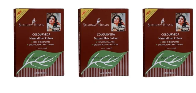 Shahnaz Husain Colourveda Natural Hair Colour - 100Gm (Dark Brown) (Pack of 3)