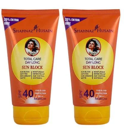 Shahnaz Husain Total Care Day Long Sun Block 80GM + 20GM (SPF-40) (Pack of 2)