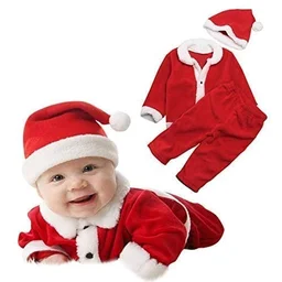 PK HUB Baby Boys Cotton Traditional Full Sleeve Yellow Rajasthani Angrakha Dress with Dhoti and Santa Claus Dress(PACK OF 2) - 2-3month