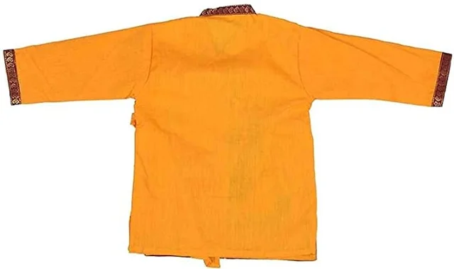 PK HUB® Krishna Dress Costume | Kids Cotton Yellow Krishna Style Kurta & Dhoti| Janamastami Special | Bal Gopal Dress for Baby Girls & Boys | Morepankh Printed Design - 2-3year