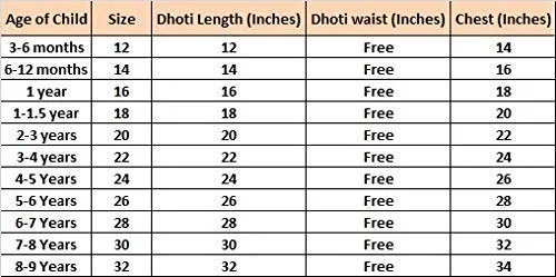 PK HUB® Kid's Cotton Fabric Krishna Dress with Dhoti, Kurta, Bansuri, Mor Pankh, Mukut, Bandhani, Mala, Kundal - Pack of 8 - 6-12month