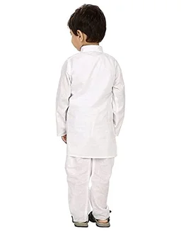 PK HUB Kids White Cotton Kurta Pyjama Set - 10-11 YEAR, WHITE