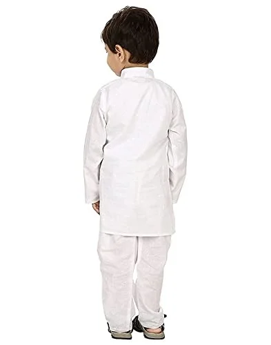 PK HUB Kids White Cotton Kurta Pyjama Set - 10-11 YEAR, WHITE
