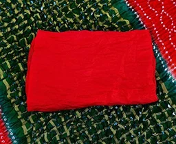 PK HUB®Women's Silk Gadhchola Bandhani Saree Rajasthani Bandhej With Zari Checks Saree With Blouse and Washable - GREEN&RED