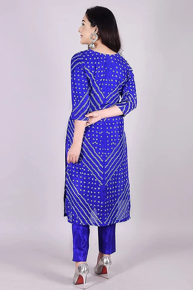 Art Silk Bandhani Gota Patti Work Un-Stitched Salwar Suit Dress Material - Blue