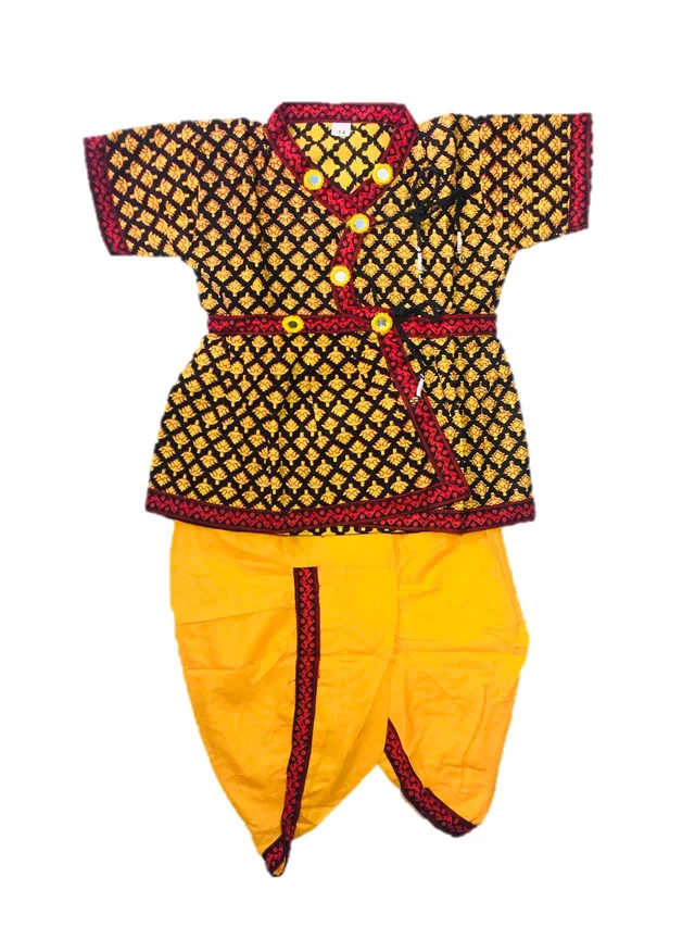 Boys Kids Ethnic Design Cotton Dhoti Kurta Chaniya Choli Set For Casual, Festival, occasional Boys set - 2Y - 3Y