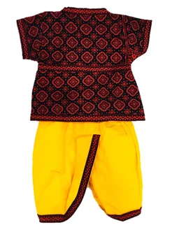 Boys Kids Ethnic Design Printed Cotton Dhoti Kurta Chaniya Choli Set For Casual, Festival, occasional Boys set,Mirror work - 3M - 6M