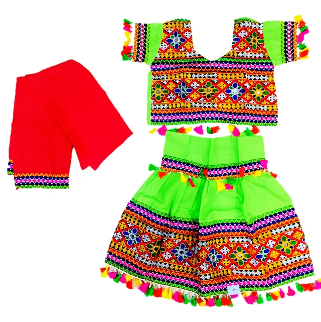 Fastive & Function Full stitches Ghagar Choli,leghnga Choli,Chania Choli Designer piece embroidery pattern for kids Girls - 1Y - 2Y