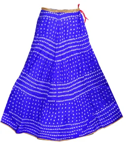 Lehenga Georgette with Bandhej Dupatta With Gota Patti Border & Dupin Blouse, Free Size - Blue