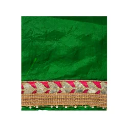 Lehenga Georgette with Bandhej Dupatta With Gota Patti Border & Dupin Blouse, Free Size - Green