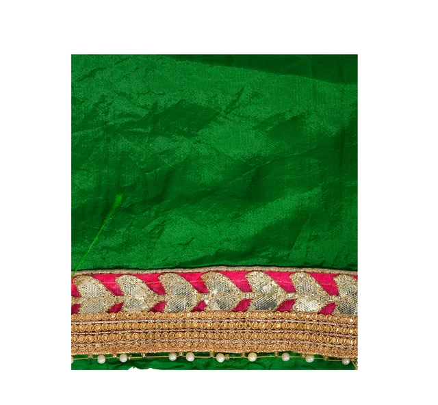 Lehenga Georgette with Bandhej Dupatta With Gota Patti Border & Dupin Blouse, Free Size - Green
