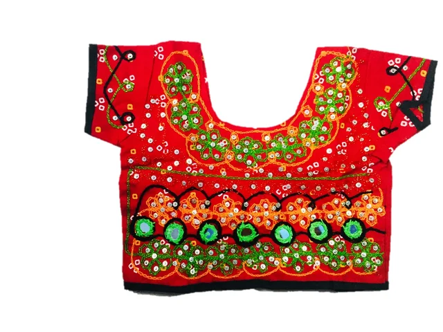 Navratri Garba Full stitches Ghagar Choli,leghnga Choli,Chania Choli Dress-Cotton - 1Y - 2Y