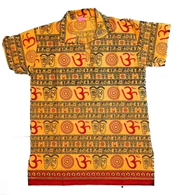 Om Printed Cotton Short Kurta T-shirt for Baby/Boys/Girls Black & Yellow (COMBO-2) - 3Y - 4Y