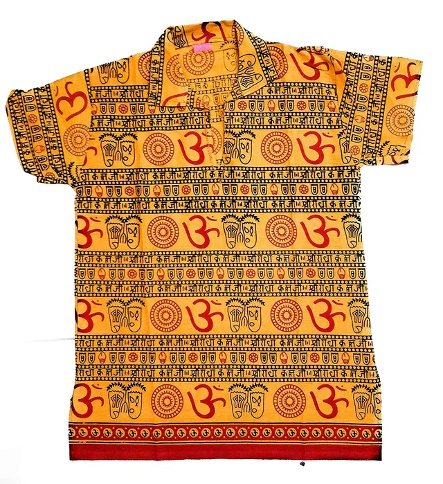 Om Printed Cotton Short Kurta T-shirt for Baby/Boys/Girls Black & Yellow (COMBO-2) - 3Y - 4Y