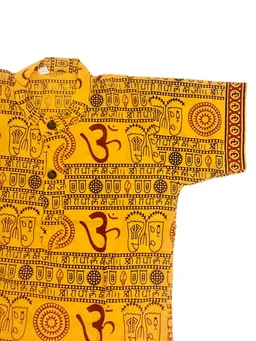 Om Printed Cotton Short Kurta T-shirt for Baby/Boys/Girls Red & Yellow (COMBO-2) - 18M -24M