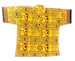 Om Printed Cotton Short Kurta T-shirt for Baby/Boys/Girls Beige & Yellow (COMBO-2) - 4Y - 5Y