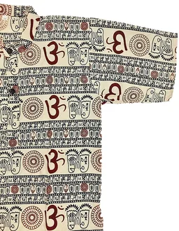 Om Printed Cotton Short Kurta T-shirt for Baby/Boys/Girls Red & Beige (COMBO-2) - 18M -24M